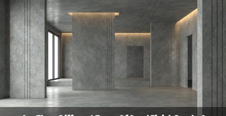 Empty, unfinished room with white text overlay asking "Are There Different Types of Sand Finish Render?"